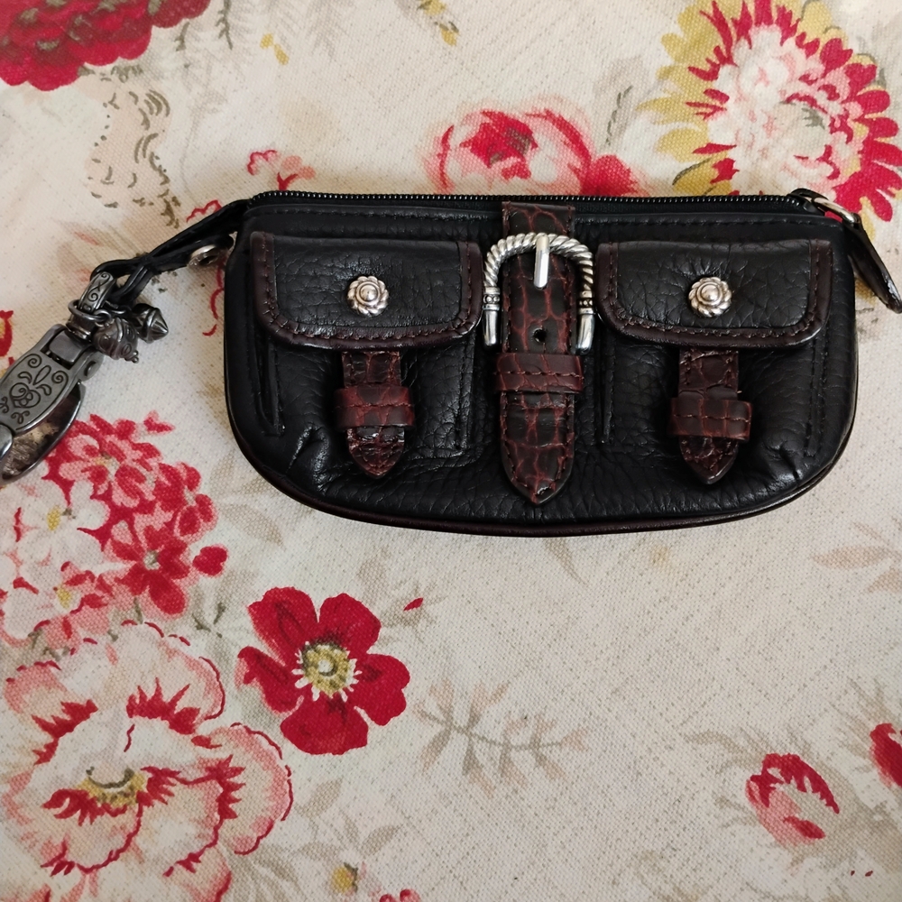 Black and Brown Leather Wristlet